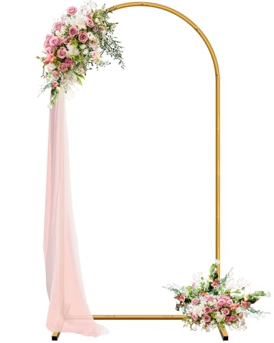JEBUTU 2.2mx1.2m Metal Arch Backdrop Stand, Balloon Arch Backdrop Stand, Garden Arched Frame for Wedding Birthday Party Bridal Baby Shower Garden Floral Arched Decoration Christmas New Year
