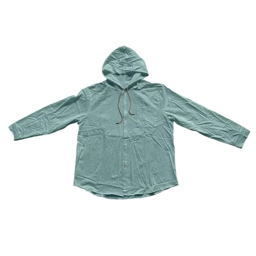 Mens Button Up Hoodies Cotton Linen Long Sleeve Lightweight Summer Sun Protection Hooded Beach Shirts4