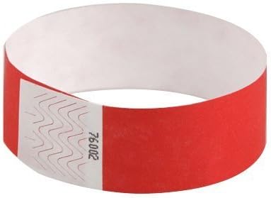 EventWristbands Premium 1" Tyvek Wristbands (500 Count, Bright Red) - Red, Green, Blue, Yellow & Orange Colored Event Wristband Paper Bracelets - Neon Wrist Bands For Parties, Festivals, Fairs