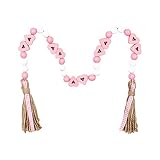 TianWlio Valentinstag Anhänger Perlenschnur und Liebesquasten Bunte Dekorationen Europäische und amerikanische Familienurlaubsdekorationen Solar Windspiel Für Außen Garten (Pink, One Size)