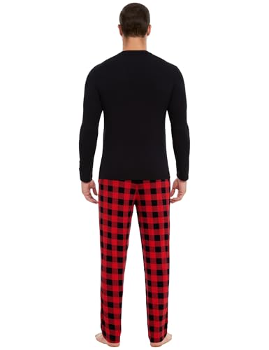 Image of GYS Bamboo Viscose Men's Pajama Sets Long Sleeve Plaid Loungewear Sets with Pockets
