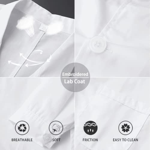 Personalized Lab Coat, Custom Embroidered Lab Coat With Text Name Icons, Unisex Long Sleeve White Lab Coat For Doctors, Nurses, Dentists-2Xl-Women Size #TOP2