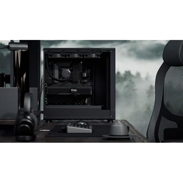 Fractal Design North XL Momentum Black - Стеклянная боковая панель - Передняя панель из натурального черненого дуба - Игровой корпус для ПК с высоким потоком воздуха - Три мощных 140-мм вентилятора Momentum в комплекте - Поддержка ATX E-ATX