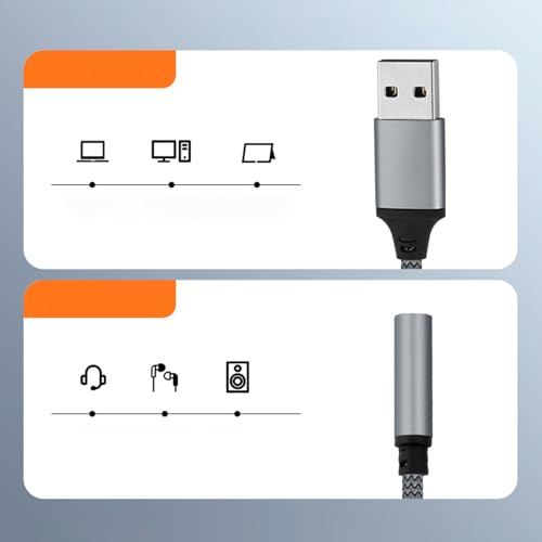 Adaptador USB - Tarjeta de sonido externa, cable de conversión de audio estéreo | Accesorios de transmisión de audio para ordenadores, portátiles, sobremesas, auriculares, auriculares, juegos, vídeos - imagen 6