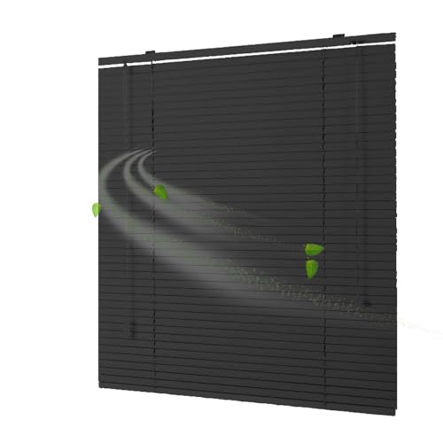 Persianas Venecianas Aluminio, Persiana Veneciana para Interior Ventana, 25mm Lamas Estor Horizontales 20 35 45 54 66 80 100 120 135 155 180 200cm Cortinas Opacas Impermeable(Black)