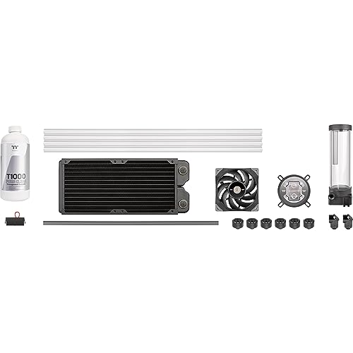 Thermaltake Pacific Tough C240 DDC Hard Tube Liquid Cooling Kit | Pure Clear Coolant | 2 Leise 120 Lüfter | für Intel und AMD Sockel | Schwarz