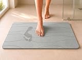 edihome, Alfombra Diatomita Baño, 40x60 cm, Alfombra de Piedra, Secado Rápido, Antideslizante, con Lija, Alfombrilla Rígida Absorbente, Antimoho, para Ducha y Baño (Gris Claro)