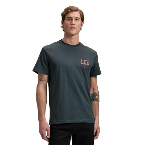 LEE - T Shirt Herren - Relaxed Fit - Lee Vinyl Tee - Washed Schwarz