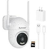 Anakk Outlet Powered Outdoor Security Camera with SD Card, 2.4Ghz/5Ghz WiFi Home Camera, Night Color, 2 Way Audio, 24/7 Recording, Human Detection, Cam for Baby/Nanny/Pet, Waterproof, No Monthly Fee