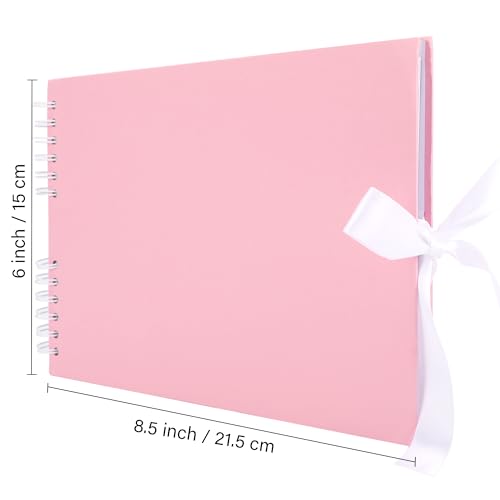 Álbum de recortes de 6" x 8,5", con 40 páginas en blanco, cubierta rosa de cartón kraft, para fotos, álbum de recuerdos para bebé, boda, familia, viajes y graduación miniatura 6