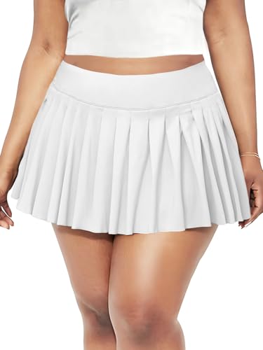 Women's Plus Size Micro Mini Pleated Skirts High Waist Short Skater Skirt Y2k Club Cheer Skirt with Shorts