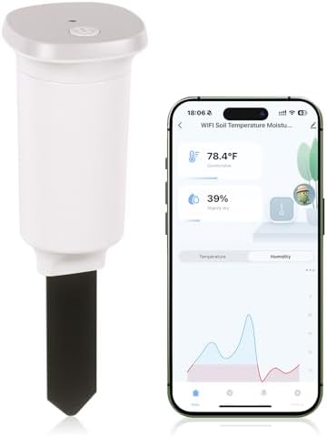Digital Soil Moisture Meter WiFi for Plants 2-in 1 Soil Moisture/Temperature Meter with App Remote Monitor for Outdoor/Indoor Plants Wireless Smart Soil Moisture Sensor Plant Water Meter Accessories