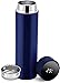 Borraccia isotermica da 0,5 l, senza BPA, in acciaio inox, riutilizzabile, con visualizzazione di temperatura LED, per mantenere caldo e freddo, per sport, palestra, viaggi, ufficio (BLEU)