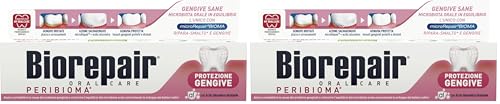Biorepair, Dentifricio Protezione Gengive Peribioma, Combatte e Previene Problemi Gengivali, con Probiotici, Acido Ialuronico Idratante, Senza Fluoro, 60 ml (Confezione da 2)