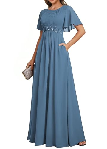 Robe de soirée formelle en mousseline de soie fluide de luxe