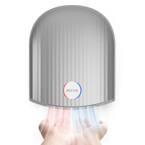 BEZADI 1200W Commercial Hand Dryer, High-Speed Hot & Cold Wind, Wall Mounted, Automatic Hand Dryer for Home, Bathroom, Industry - 110V, Silver, ABS Material