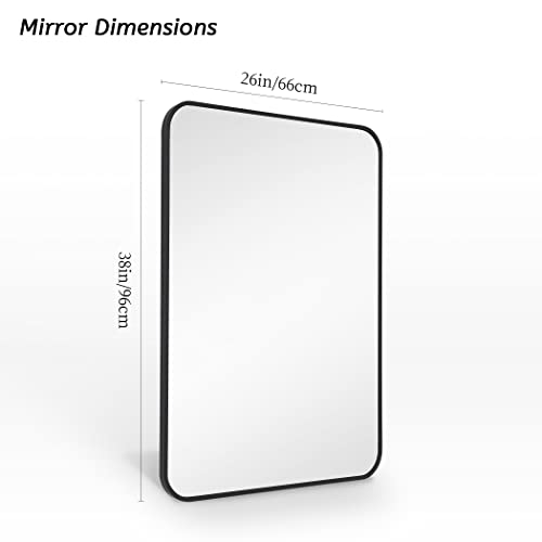 COFENY Bathroom Mirror, 26"x38" Black Rectangle Mirror, Wall Mounted Framed Mirror with Round Corner for Bedroom Living Room, Entryway Hangs Horizontal or Vertical by COFENY - Image 7