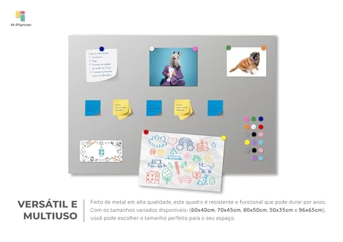 Painel p/Fotos, Recados, Notas + 24 Imãs + Tecnologia 50x80 (Cinza)