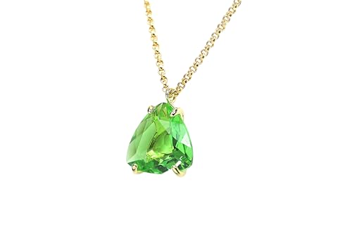 Pendentif Triangle en Tourmaline Verte et Or à Fixation Sécurisée