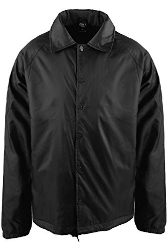 Shaka Wear Men’s Coach Jacket – Classic Windbreaker Nylon Water Resistance Relaxed Fit Snaps Blank Coat2