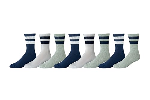 Amazon Essentials Men's Retro Stripe Crew Sock, 8 Pairs