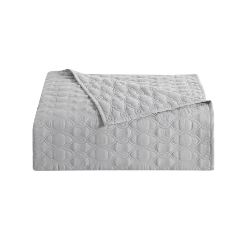 Bourina Embroidery Quilt Set Coverlet Set 3-Piece Microfiber Bedspread Included 2 Shams And 1 Quilt, King Size 104" X 92" Grey #TOP4