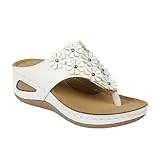Womens Flip Flops Slip On Flower Strap Thong Cushion...
