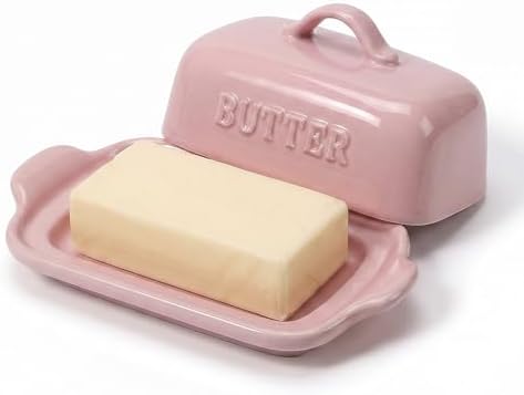JSHKY Porzellan Butterdose mit Deckel für 250g Butterblöcke | Butterschale für Küchentheke, Butterplatte, ideales Geschenk zum Muttertag, zur Einweihung und zu Weihnachten