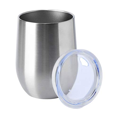 HASLE OUTFITTERS 12oz Wine Tumbler with Lid Stemless Wine Glasses Double Wall Vacuum Travel Mugs...