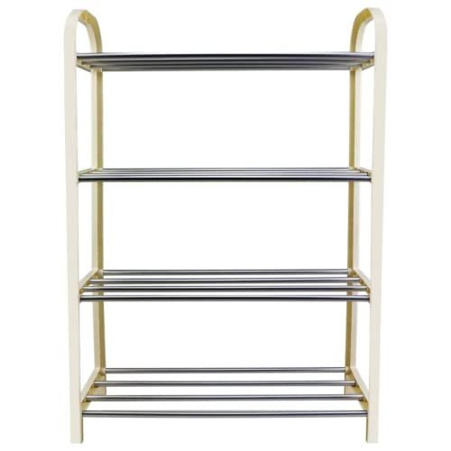 Sapateira Plástico Com Metal 4 Divisórias Desmontável (Branco)