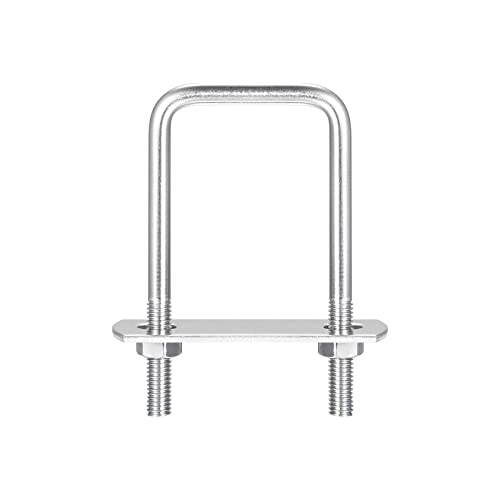 Image of uxcell Square U-Bolts, 5 Sets 37mm(1.46 inch) Inner Width 70mm Length M6 304 Stainless Steel U Clamp Bolt with Nuts and Plates, for Boat Trailer