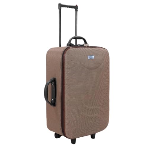 Image of Trolley Bag 20 Inch Cabin Size | Soft Shell Travel Suitcase with Reinforced Stitching Lightweight Fabric Luggage for Flight Cabin | (Brown)