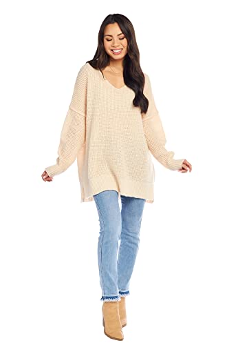 Image of Mud Pie Women's Mud Pie Avalon Womens Waffle Oversized Sweater