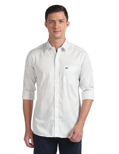 Image of Arrow Abstract Print Twill Casual Shirt White