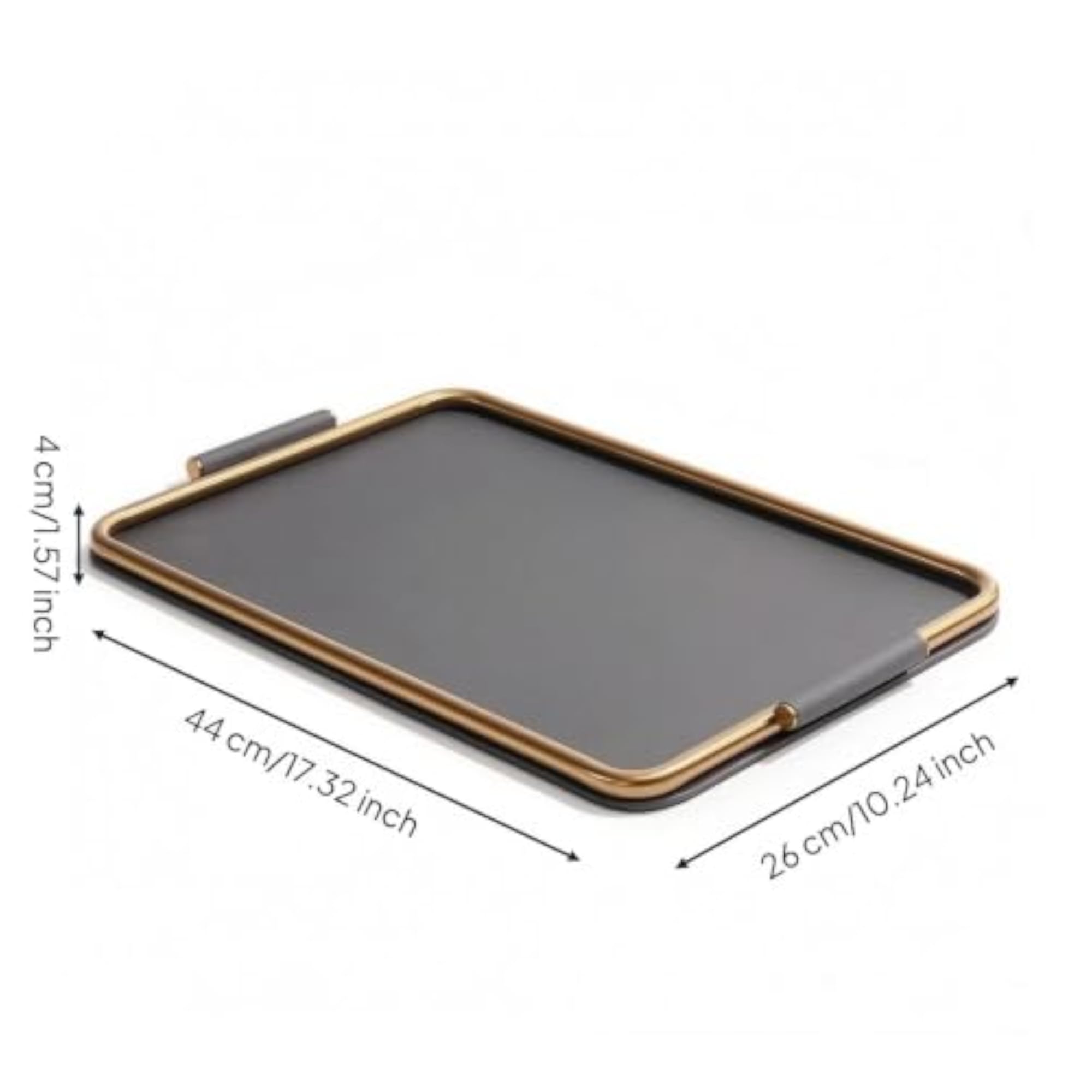 Metal Decorative Tray with Handles for Tabletop Organization