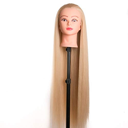 Cxmm Training Head Head Dolls for Hairdressers 80 cm Hair Synthetic Mannequin Head Hairstyles Female Mannequin Hairdressing Styling Training Head