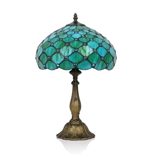 TFNALNB Stained Glass Lamp,12x12x19 Inch Antique Desk Light for Bedroom、Living
