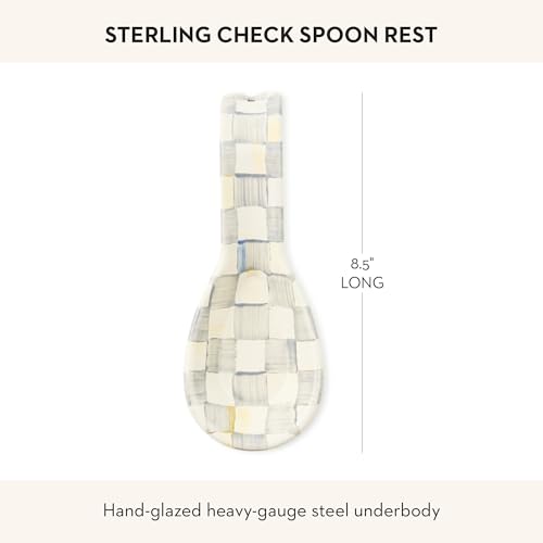 Image of MACKENZIE-CHILDS Enamel Spoon Rest, Gray-and-White Sterling Check