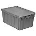 Akro-Mils 39160 Industrial Plastic Storage Tote with Hinged Attached Lid, (27-Inch L by 17-Inch W by 12-Inch H), Gray, (4-Pack)