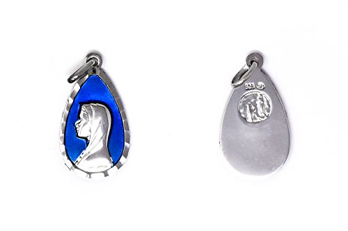 Pendentif Vierge Marie argent 925 médaille Notre-Dame de Lourdes bijou catholique