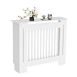 FATIVO Tall Radiator Cover 100cm high, External 101cm Height White Medium Heater Covers Inner Height 100cm Vertical Slats Tall Radiator Shelf Thicken MDF Kitchen/Hallway