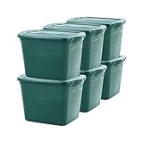 Rubbermaid ECOSense Storage Containers with Lids, 18 Gal - 6 Pack, Durable and Reusable Stackable Storage Bins for Garage or Home Organization, Made From Recycled Materials
