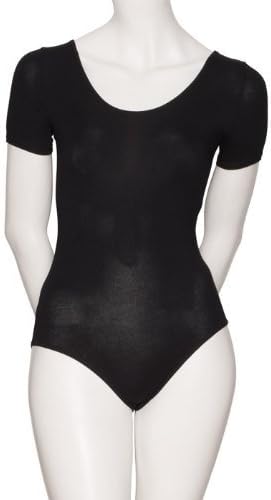 Katz DancewearGirls Ladies Black Cotton Short Sleeved Ballet Dance Leotard KDC037 (Ladies UK 10-12 Katz 4)
