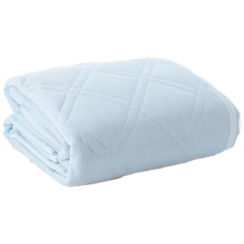 敷きパッド シングル 綿100% 滑り止め付き 【置くだけでズレにくい!】 置くだけ簡単 敷パッド 約100×205cm サックス シンカーパイル OKIPPA オキッパ 洗える 春 夏 通年 オールシーズン スベリ止め すべり止め ズレない ズレにくい