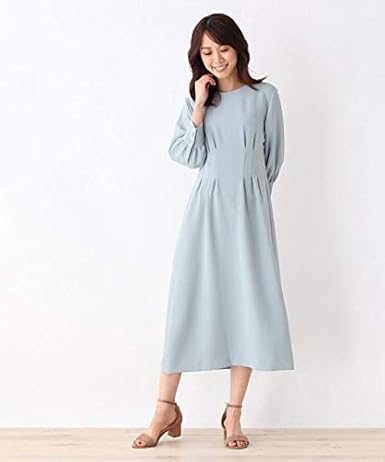 Amazon Co Jp オペークドットクリップ マキシ ロングワンピース 洗える ウエストタックワンピース N レディース ライトブルー 091 36 S 服 ファッション小物