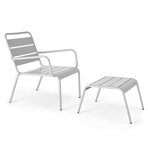 Repose-pied en métal blanc Palavas Oviala au design industriel durable - 6