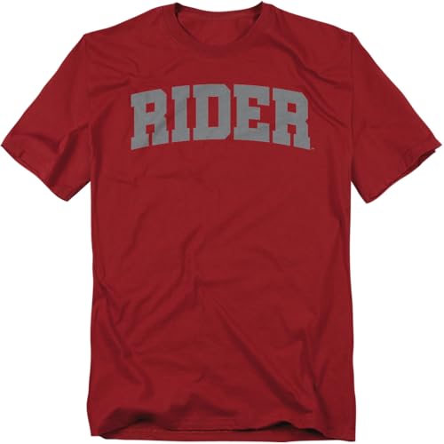 Rider University School Name Arch Unisex Adult T Shirt, Cardinal, Medium