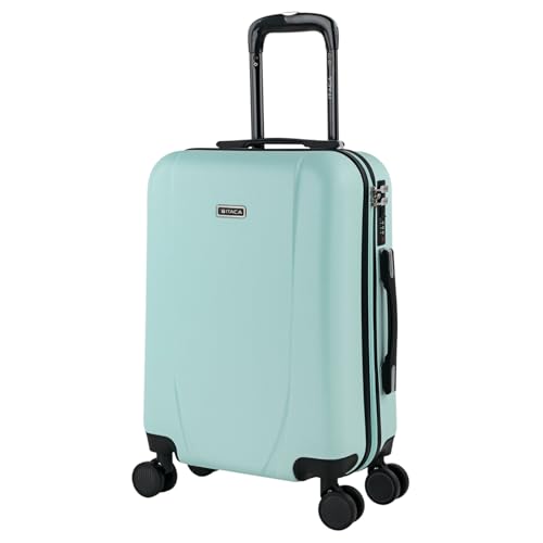 ITACA - Maleta de Cabina 55x40x20 - Maletas De Viaje Cabina Rígidas Trolley con 4 Ruedas Dobles para Avion Ligera Equipaje De Mano Candado de Combinación. Compatible Ryanair, Verde Menta