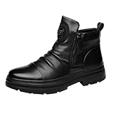 Bottines Homme En cuir Plates Bottes Courtes Tendances Fermeture Éclair Antidérapant Légères Boots Chaussures Montantes En Cuir Confortable Automne et Hiver 44