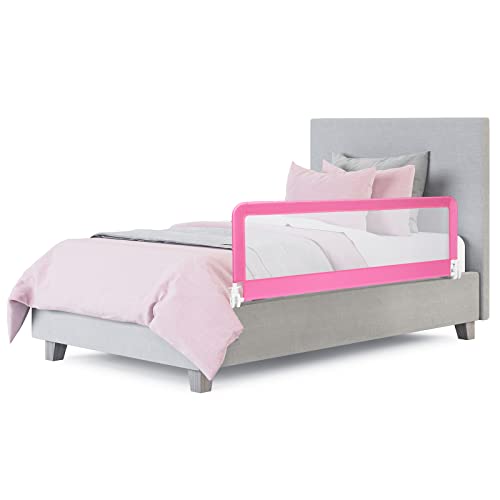Honey Joy Bed Rail For Toddlers, 59-In Extra Long, Portable Safety Bed Guardrail W/Double Safety Child Lock, Foldable Baby Bed Rail Guard, Fit King & Queen Full Twin Size Bed Mattress (1 Pack, Pink) #TOP14